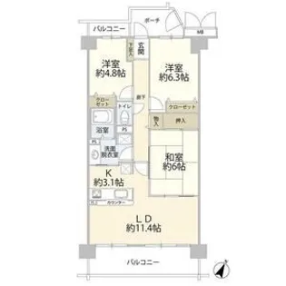 エステ・シティ船橋三番館【14階】の間取り