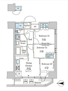 パークアクシス入谷【13階】の間取り