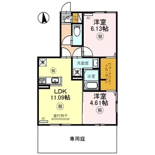 ウィングヒル西明石 ノーサイド【1階】の間取り