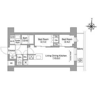 コンフォリア・リヴ南品川【3階】の間取り