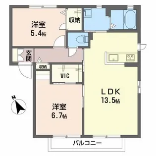 2LDKの間取り画像