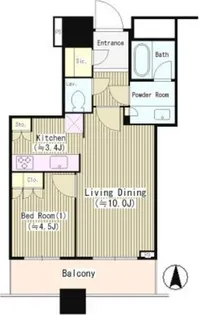 プラウドタワー千代田富士見【7階】の間取り