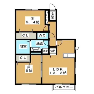 クレストアサヒ【2階】の間取り