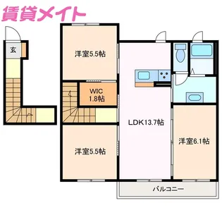 アザレアA【2階】の間取り