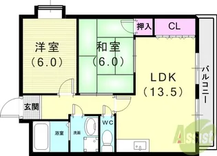グランデージ明西【3階】の間取り