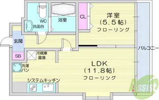 ヒューマンハイム平成【4階】の間取り