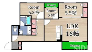 インペリアル大宮【1階】の間取り