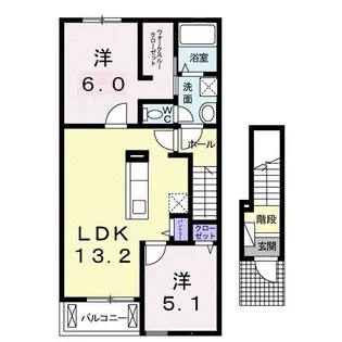 カルム ヴィラ ウェスト【2階】の間取り
