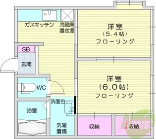 レジデンスカトレアB【1階】の間取り