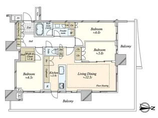 HARUMI FLAG PARK VILLAGE T棟【15階】の間取り