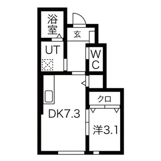 ワンリッチ金ヶ崎C【1階】の間取り
