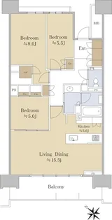 HARUMI FLAG PARK VILLAGE A棟【3階】の間取り