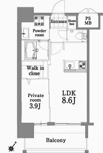 1LDKの間取り画像