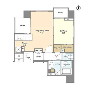 ミリアレジデンス中野坂上【2階】の間取り