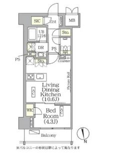 ザ・パークハビオ神楽坂レジデンスSouth【2階】の間取り