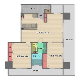 ルナタワーハリウッドプレイス【6階】の間取り