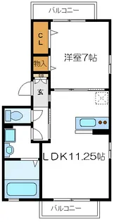 ウエストサイド【3階】の間取り