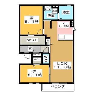 Lacine S(ラシーネエス)【1階】の間取り