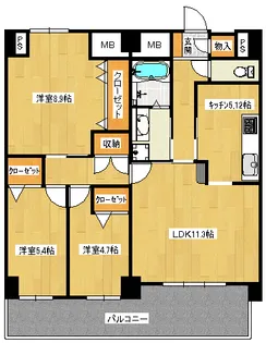 シャトー新山口【2階】の間取り