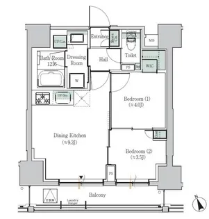 ONE ROOF RESIDENCE ASAKUSABASHI【2階】の間取り