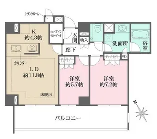 パークハウス池田山公園 白金台の杜ヒルサイドコート【4階】の間取り