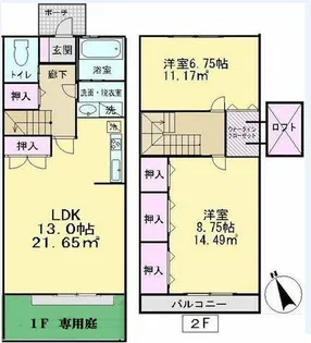 クレストパレス松戸弐番館【1階】の間取り