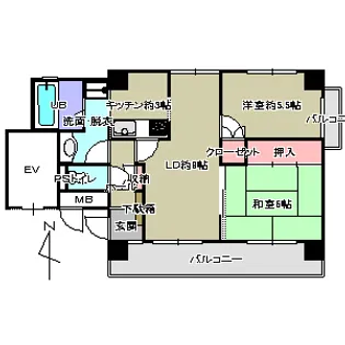 アンソレイエ逆瀬川【2階】の間取り