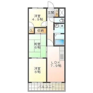 エクセル中川原【1階】の間取り
