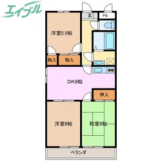 ファミール西浜田 北館【3階】の間取り