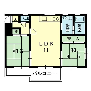 千原台ハイツ【2階】の間取り