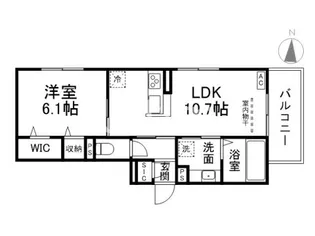 GRAMM六地蔵B棟【1階】の間取り