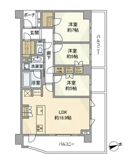 プラウド世田谷代田【1階】の間取り