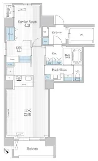THE AKASAKA RESIDENCE S.O.A 赤坂レジデンス【8階】の間取り