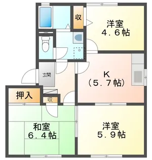 オーシャンビュー若松 B【1階】の間取り