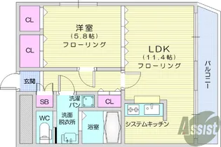 1LDKの間取り画像