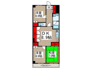 ラ・ポ-ル八番館【1階】の間取り