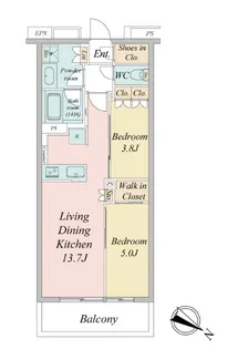 ブランシエスタ目黒中央町【6階】の間取り