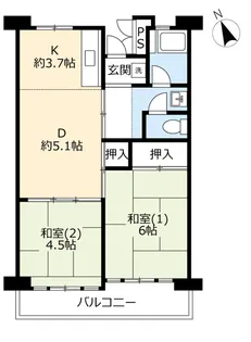UR津久野南【5階】の間取り
