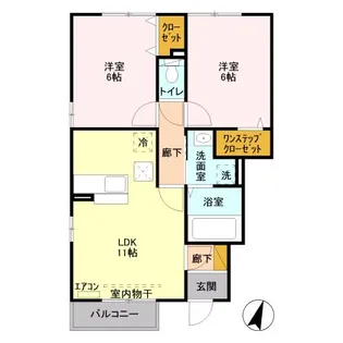 ナディア B【1階】の間取り