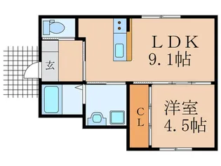 (仮)行橋アパート A棟【1階】の間取り