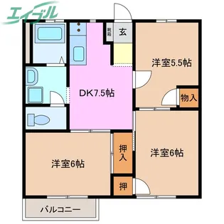 ハイムリバーサイド【2階】の間取り