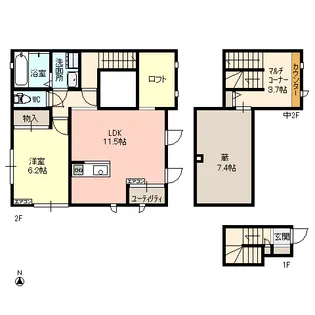 ベルリード・バンビ【2階】の間取り
