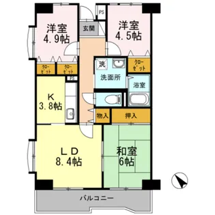 グローリーヒルズII【1階】の間取り