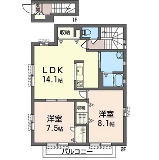 サウザンヒルB【2階】の間取り