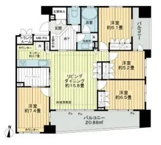 ライオンズ北千住マークレジデンス【14階】の間取り