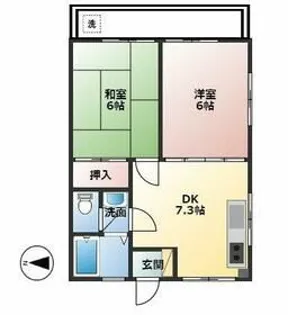 リバーハイツII【2階】の間取り