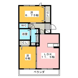サンライズ末広【1階】の間取り