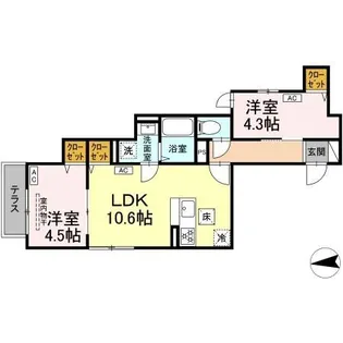 セレスティア六町III【1階】の間取り