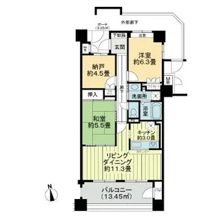サーパス今泉第2【3階】の間取り