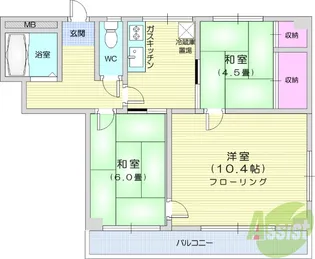 トレモワーユ北仙台【3階】の間取り